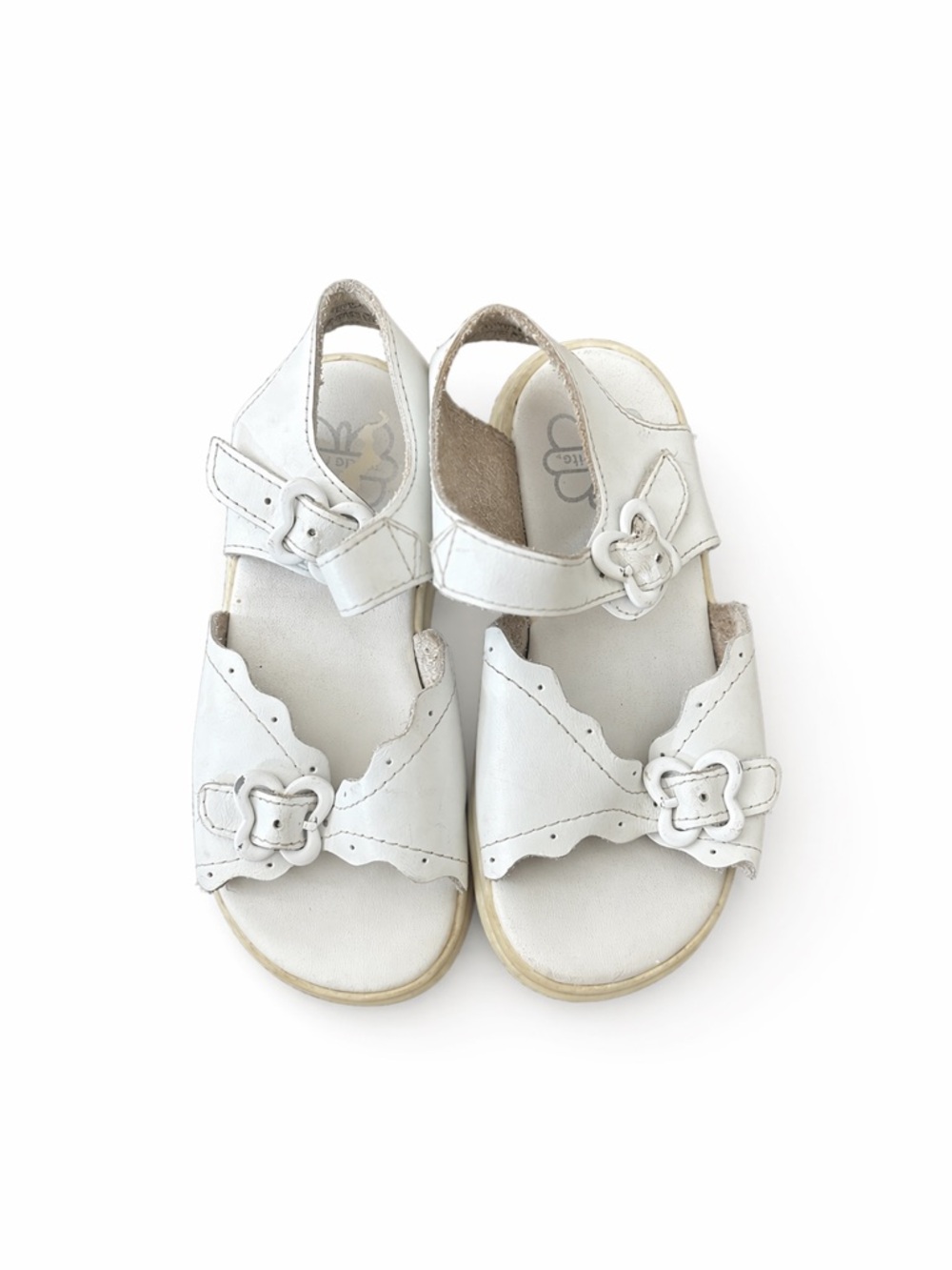 Stride Rite Toddler Girls White Sandals Size 8W Wide Leather Buckle Summer Shoes